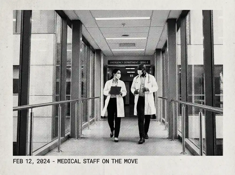 医疗工作者在医院走廊 - 今日吃瓜